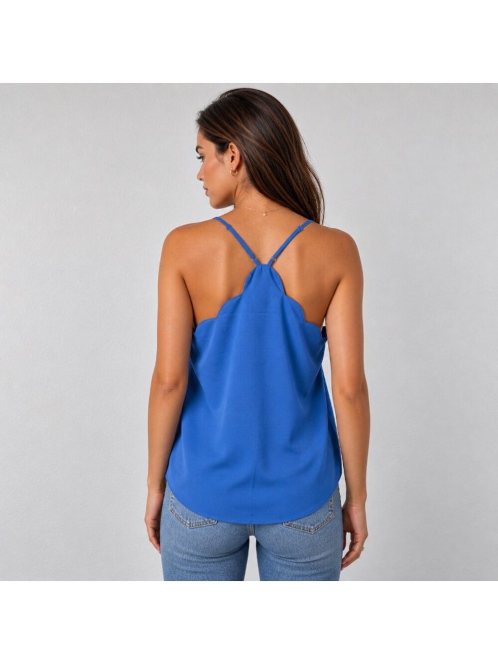 J.Crew Factory Scalloped Cami Tank Periwinkle Blue Size 14 NWT - Picture 2 of 12